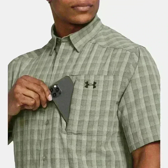 Men's UA Drift Tide 2.0 Plaid Short Sleeve Size Large - Picture 3 of 5